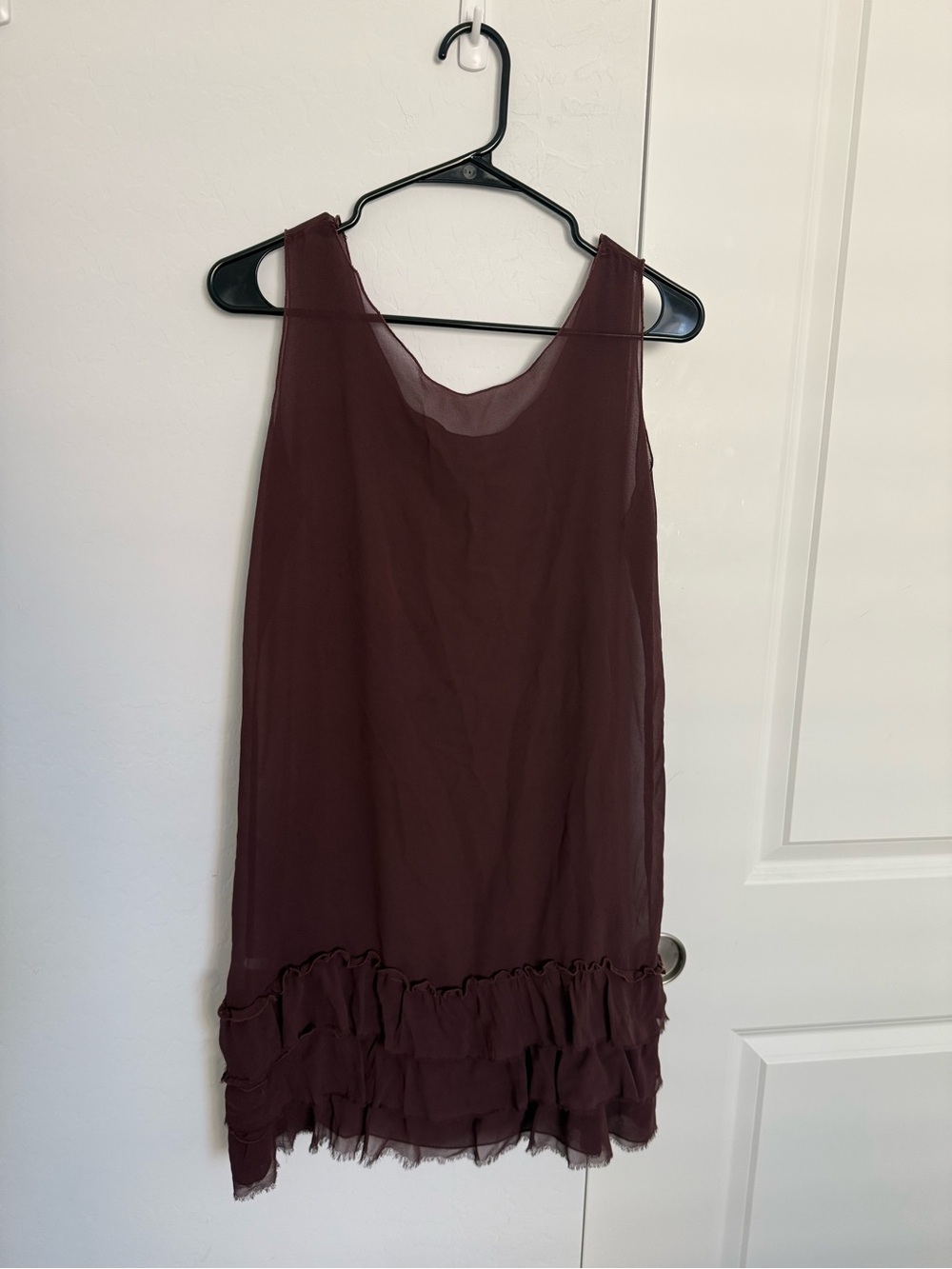 Sleeveless Ruffle Hem Slip Dress - Plum